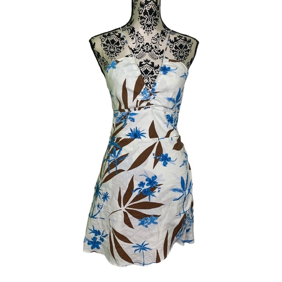 NWT Zara Tropical Print Mini Dress Linen Blend Sundress - Picture 8 of 13